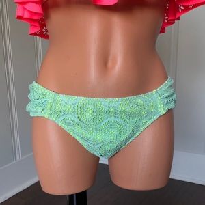 Victoria’s Secret Pink Crochet Ruched Side Bikini Bottoms VS Green M